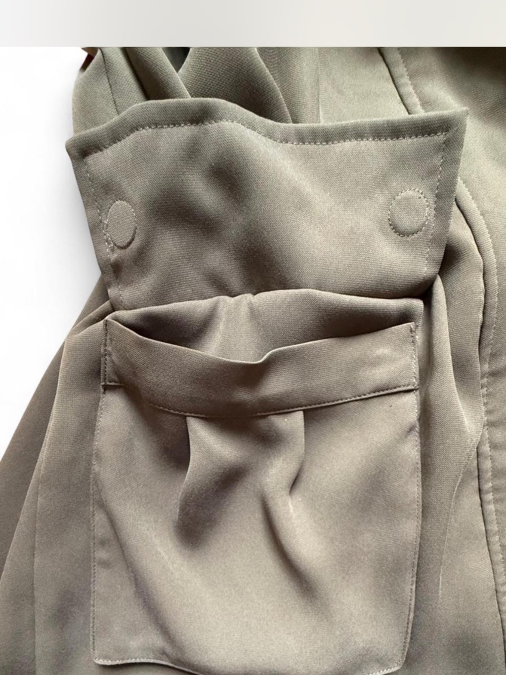 Alice + Olivia Olive Utility Vest Jacket Cinched Waist Hooded Lightweight - Picture 6 of 8
